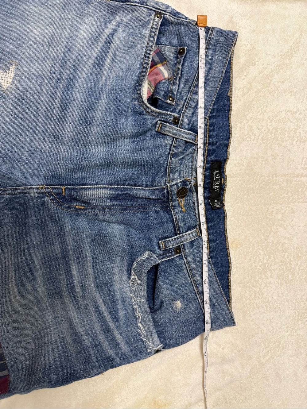 Lauren Ralph Lauren Light Blue Distressed Boyfriend Jeans